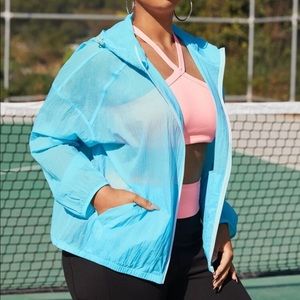 Bubblegum Blue Sporty Zip Up Jacket with Hood and Pockets NWOT